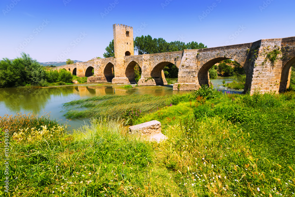 medieval  bridge over Ebro. Frias, Province of Burgos