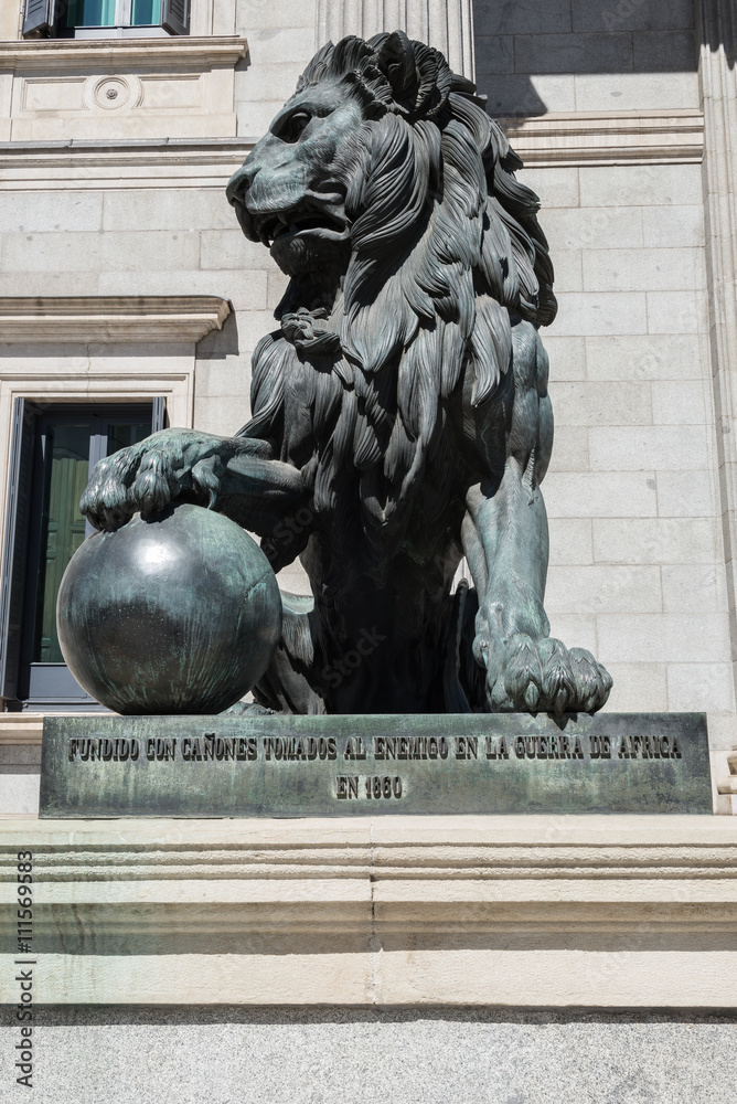Lion Statue At The Entrance Of The Spanish Parliament Madrid Stock Photo Adobe Stock