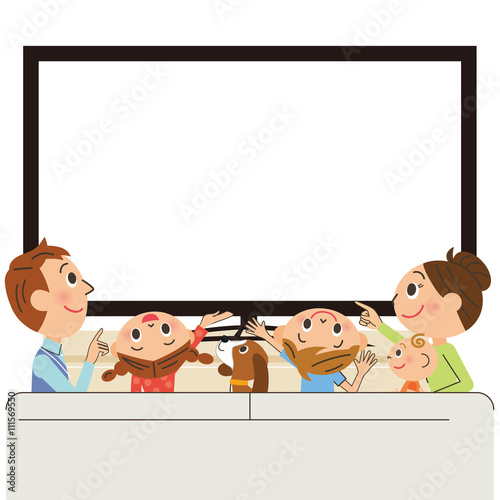 テレビを見る親子