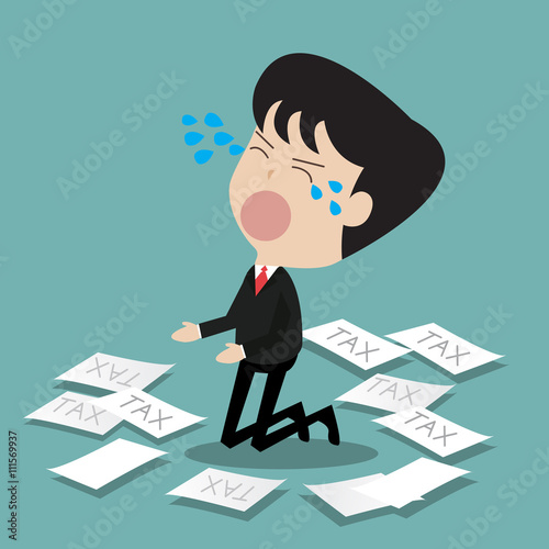 disappointed businessman crying get tax