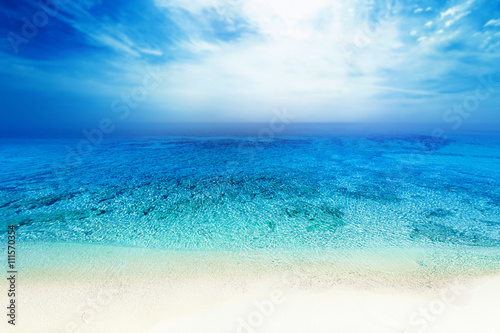 Sea beach blue sky sand sun daylight relaxation landscape for de © nataliazakharova