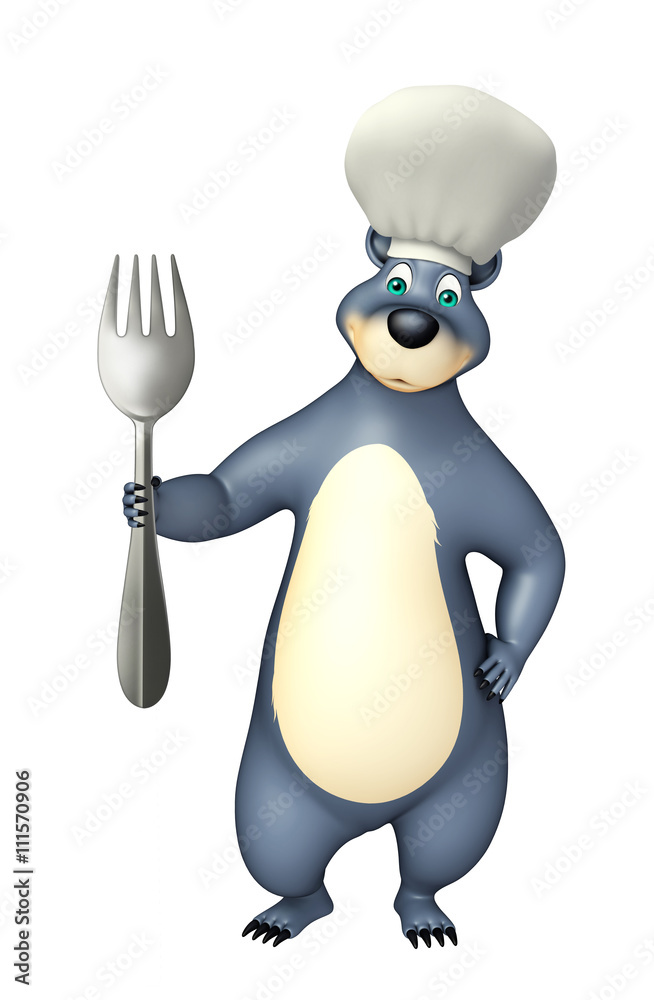 Fototapeta premium Bear cartoon character with spoons