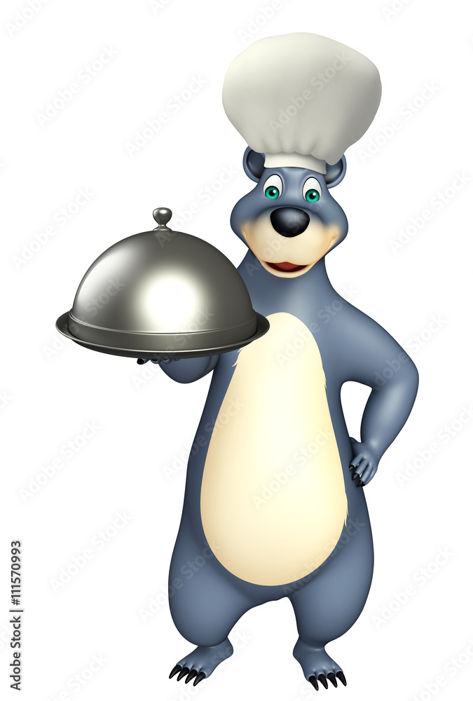 Fototapeta premium Bear cartoon character with cloche