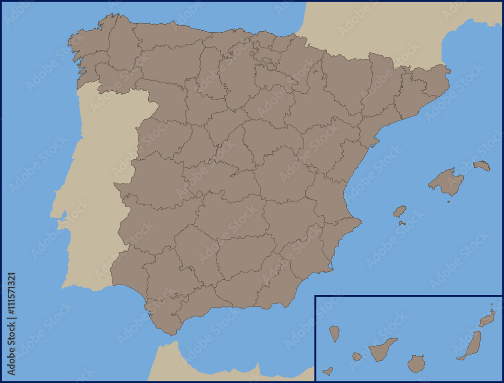 Empty Political Map of Spain Stock Vector | Adobe Stock