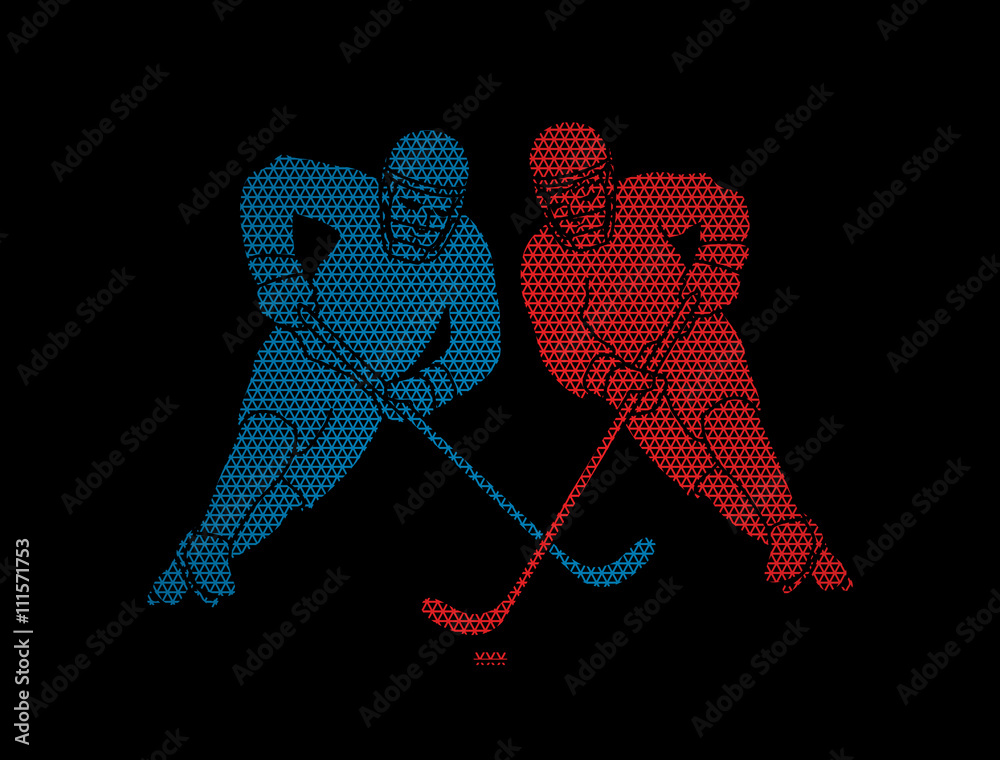 Fototapeta premium Hockey player action designed using geometric pattern graphic vector