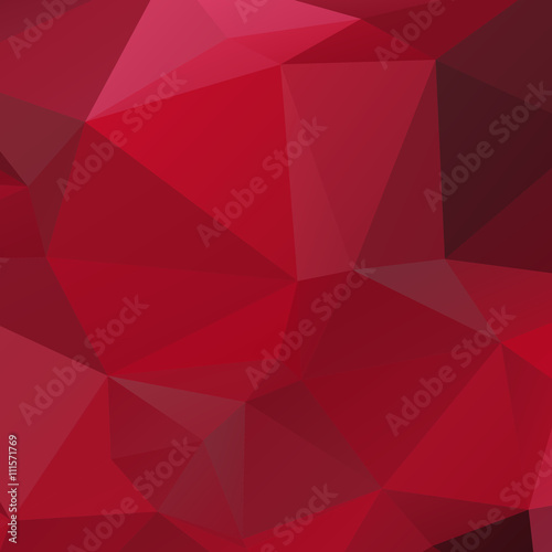 Low poly triangulated background. Shades of red. Vector illustration.