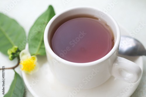 Morning cup of tea with flower