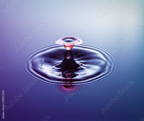 Water drop photography, one or two drops of water dropped from height into water and captured as they hit the water or collide with each other.