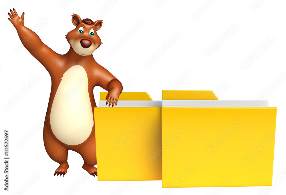 Obraz premium cute Bear cartoon character with folder