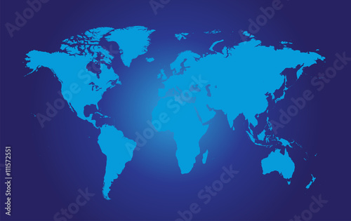 World map flat vector blue