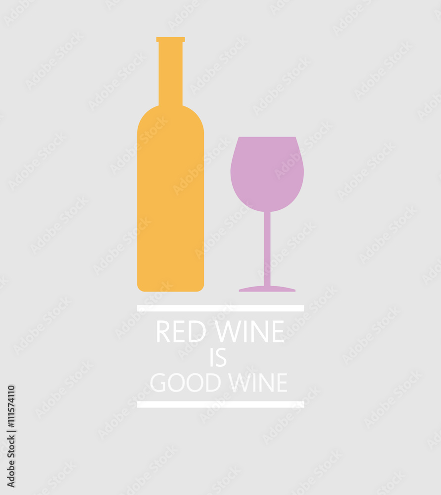 Red wine tasting card, a bottle with glass over a silver background with inscription. Digital vector image. Red wine tasting card, a bottle with glass over a silver background with inscription. Digital vector image.