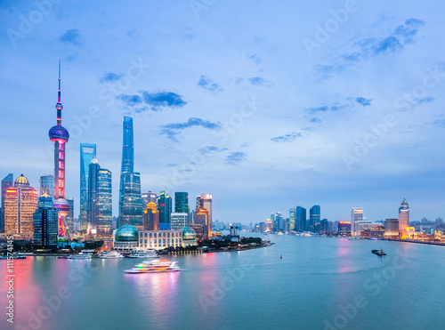 beautiful shanghai cityscape in nightfall