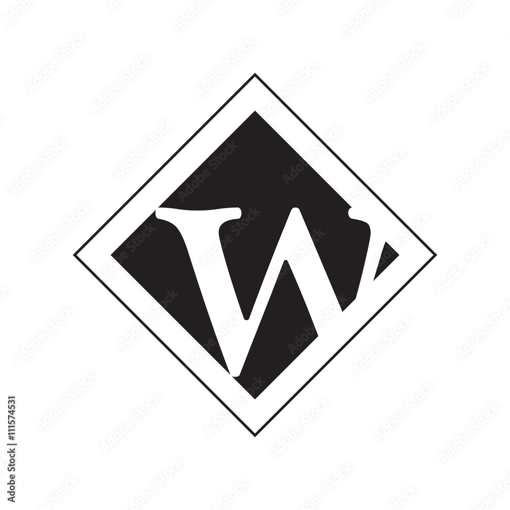 W Logo.. Vector Graphic Business Branding Letter Element Illustration. Cube Negative Space Design. White Background