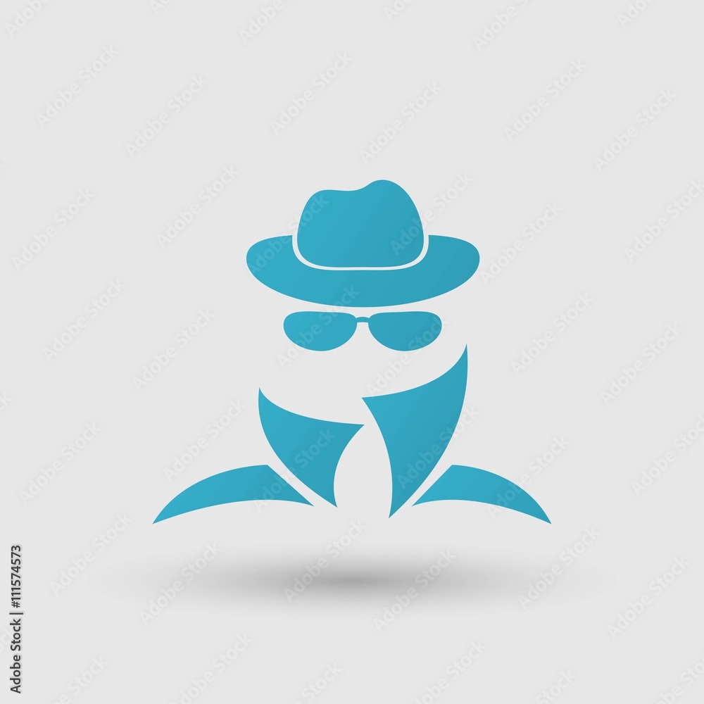 Black icon of anonymous spy agent Black icon of anonymous spy agent
