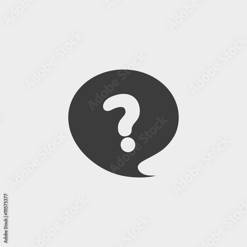 Question icon in a flat design in black color. Vector illustration eps10