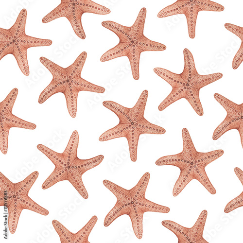 Watercolor seamless pattern with starfish