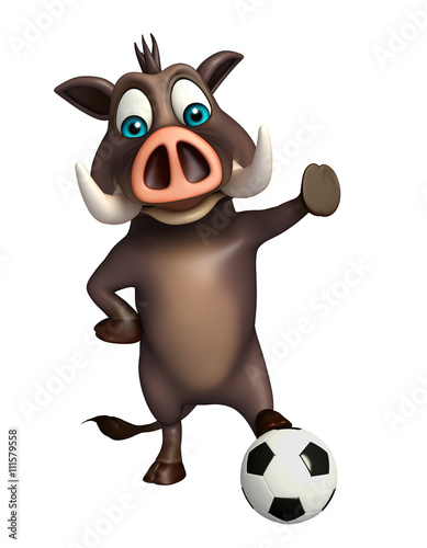 Boar cartoon character with football