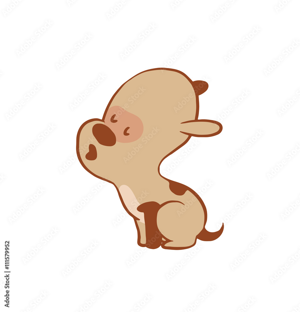 Vector cartoon image of a funny little dog light brown color sitting and howling on a white background. Color image with a brown tracings. Puppy. Positive character. Vector illustration. Vector cartoon image of a funny little dog light brown color sitting and howling on a white background. Color image with a brown tracings. Puppy. Positive character. Vector illustration.