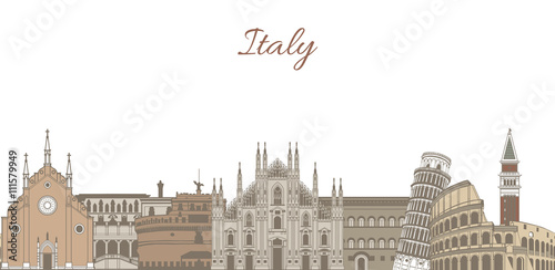 vector template with famous Italian landmarks