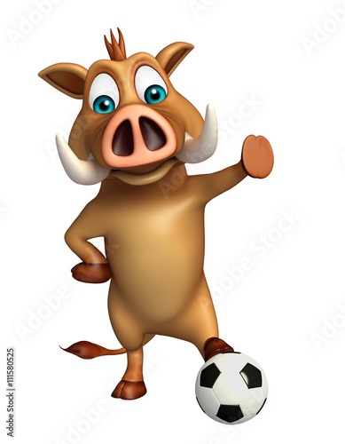 cute Boar cartoon character with football