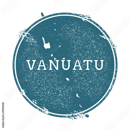 Grunge rubber stamp with name and map of Vanuatu, vector illustration. Can be used as insignia, logotype, label, sticker or badge of the country.
