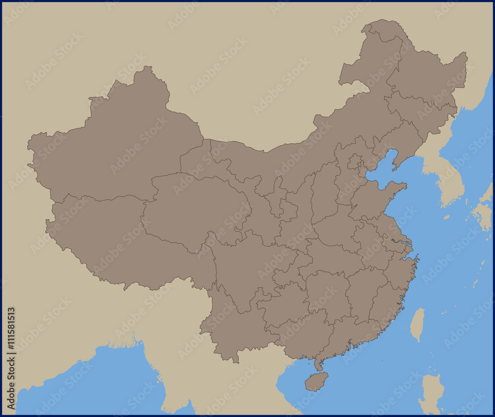 Empty Political Map of China