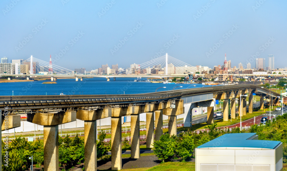 Fototapeta premium Tokyo Monorail line at Haneda International Airport