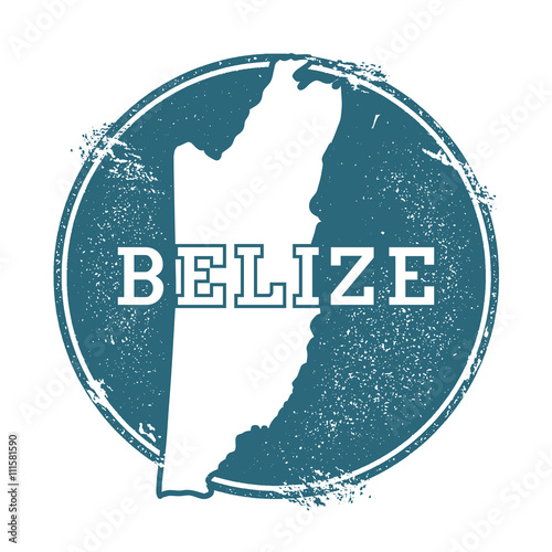 Grunge rubber stamp with name and map of Belize, vector illustration. Can be used as insignia, logotype, label, sticker or badge of the country.