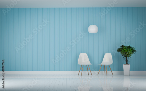 two modern chair in the living room wood floor 3d rendering