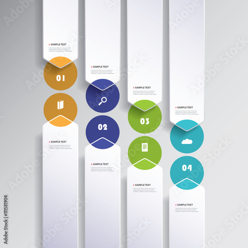 Colorful Minimal Paper Cut Infographics Design, Presentation Template - Rounded Arrows