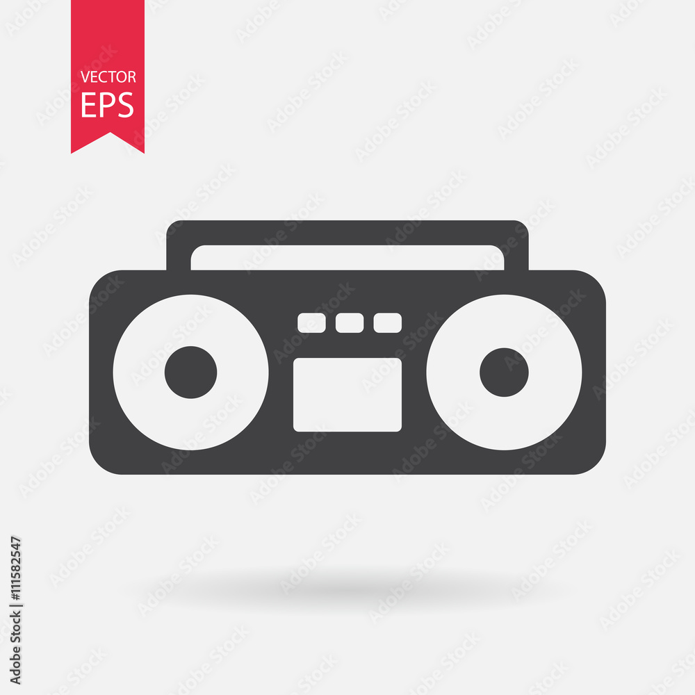 Boom Box Icon Vector. Boom Box sign isolated on white background. Boom Box silhouette. Vector Flat design. Boom Box Icon Vector. Boom Box sign isolated on white background. Boom Box silhouette. Vector Flat design.