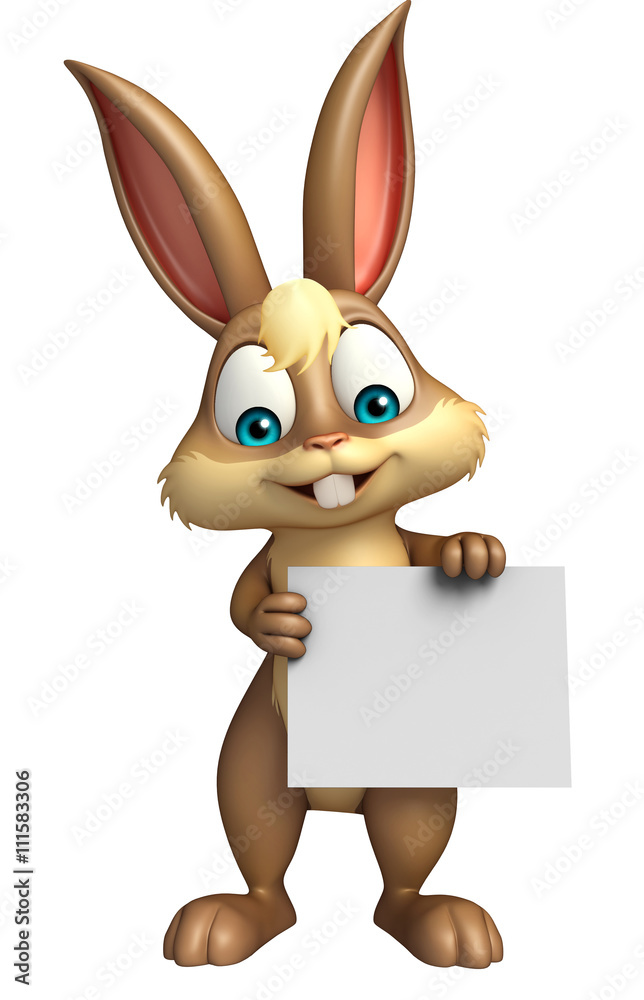 Obraz premium fun Bunny cartoon character with white board