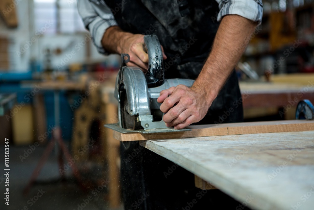 Carpenter working on his craft