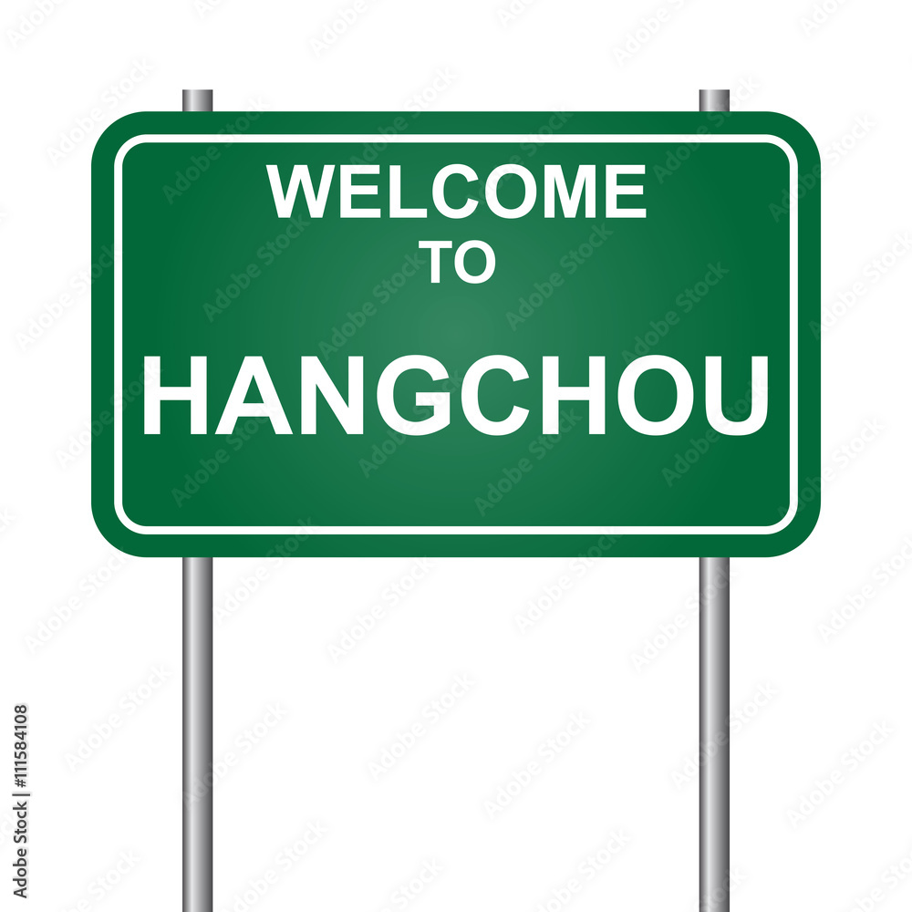 Welcome to Hangchou, green signal vector Welcome to Hangchou, green signal vector