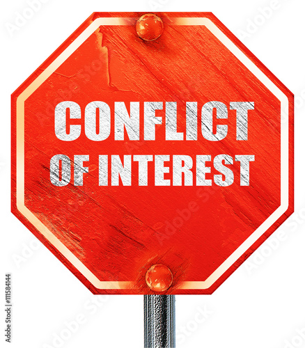 conflict of interest, 3D rendering, a red stop sign