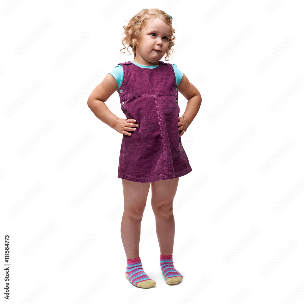 Young little girl standing over isolated white background Young little girl standing over isolated white background