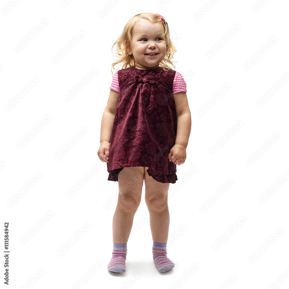 Young little girl standing over isolated white background Young little girl standing over isolated white background