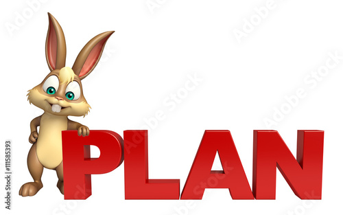 funBunny cartoon character with plan sign © visible3dscience