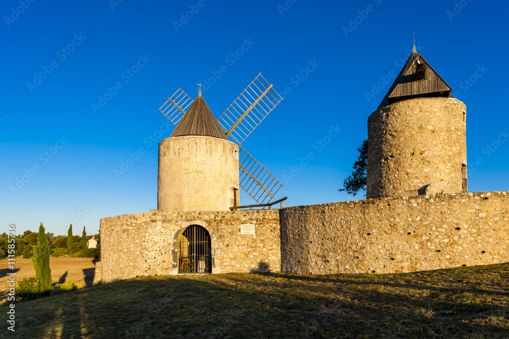windmills in Regusse, Provence, France