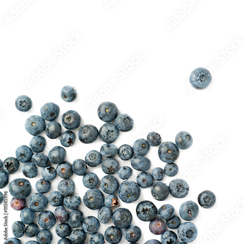 Bilberry or blueberry over isolated white background