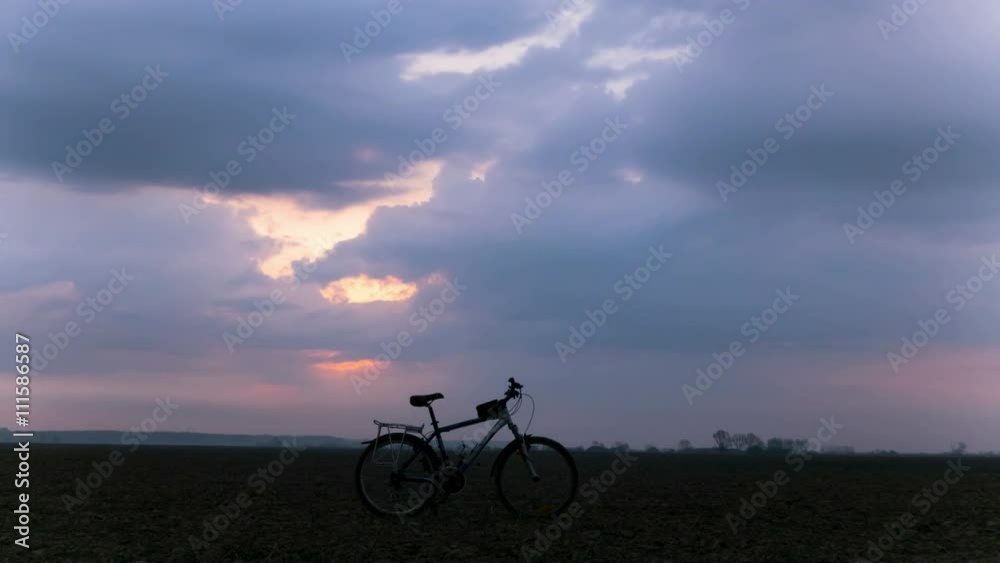 4K in Tourist team. Bicycle and clouds. Time lapse. 4K in Tourist team. Bicycle and clouds. Time lapse.