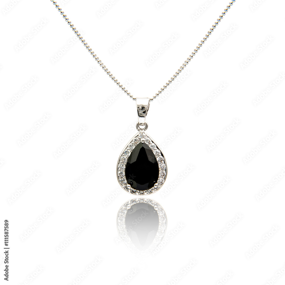 Black spinel Diamond pendant isolated on white
Black spinel Diamond pendant isolated on white
