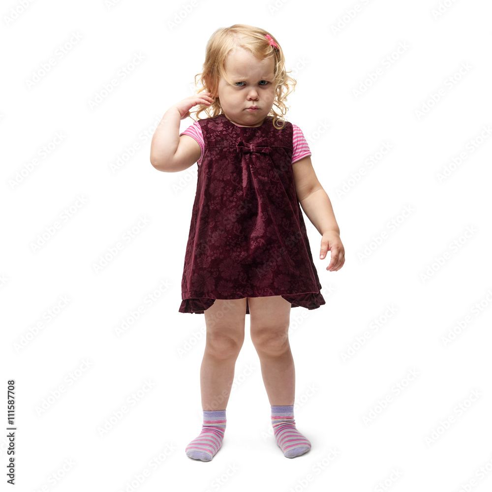 Young little girl standing over isolated white background Young little girl standing over isolated white background