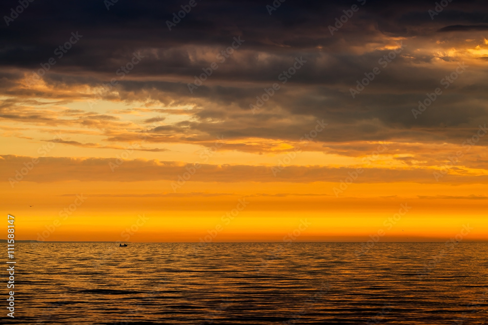 Dramatic cloudscape, sunset over the Sea