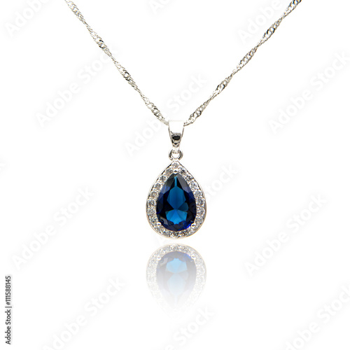 Sapphire pendant isolated on white 