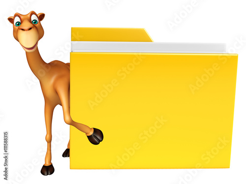 Camel cartoon character with folder