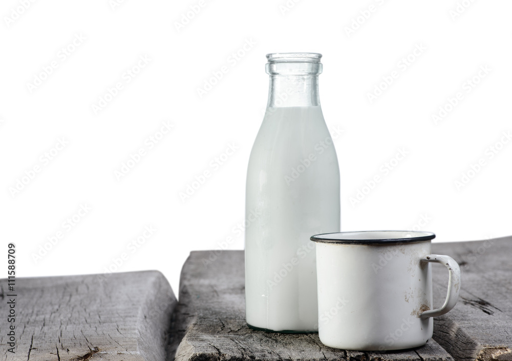 Milk on the table with isolated background Milk on the table with isolated background