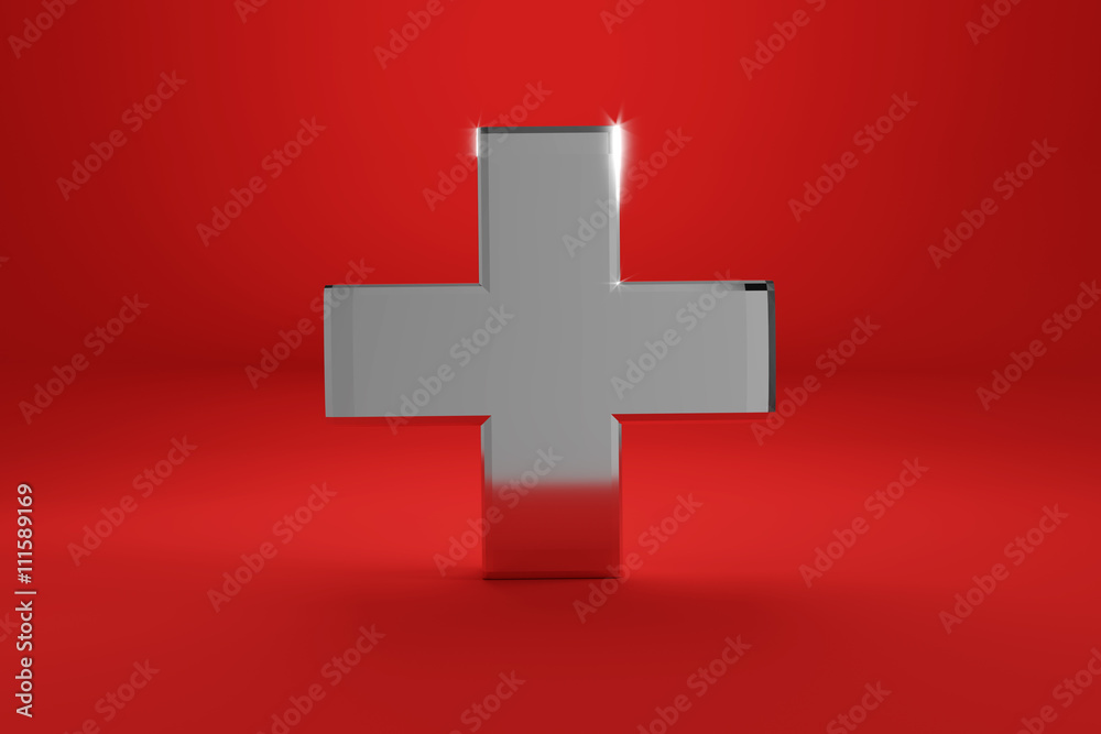 Obraz premium 3d rendering of swiss flag in chrome metal style