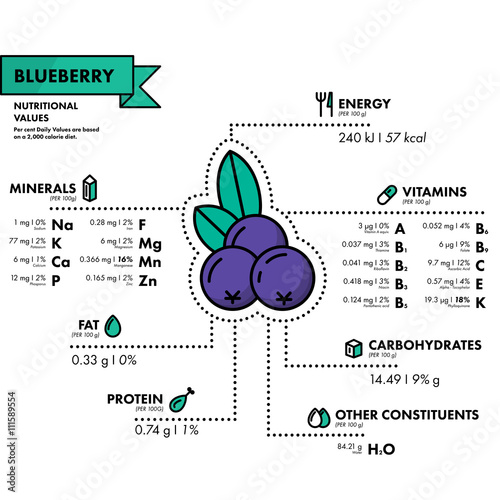 Blueberry - nutritional information. Healthy diet.