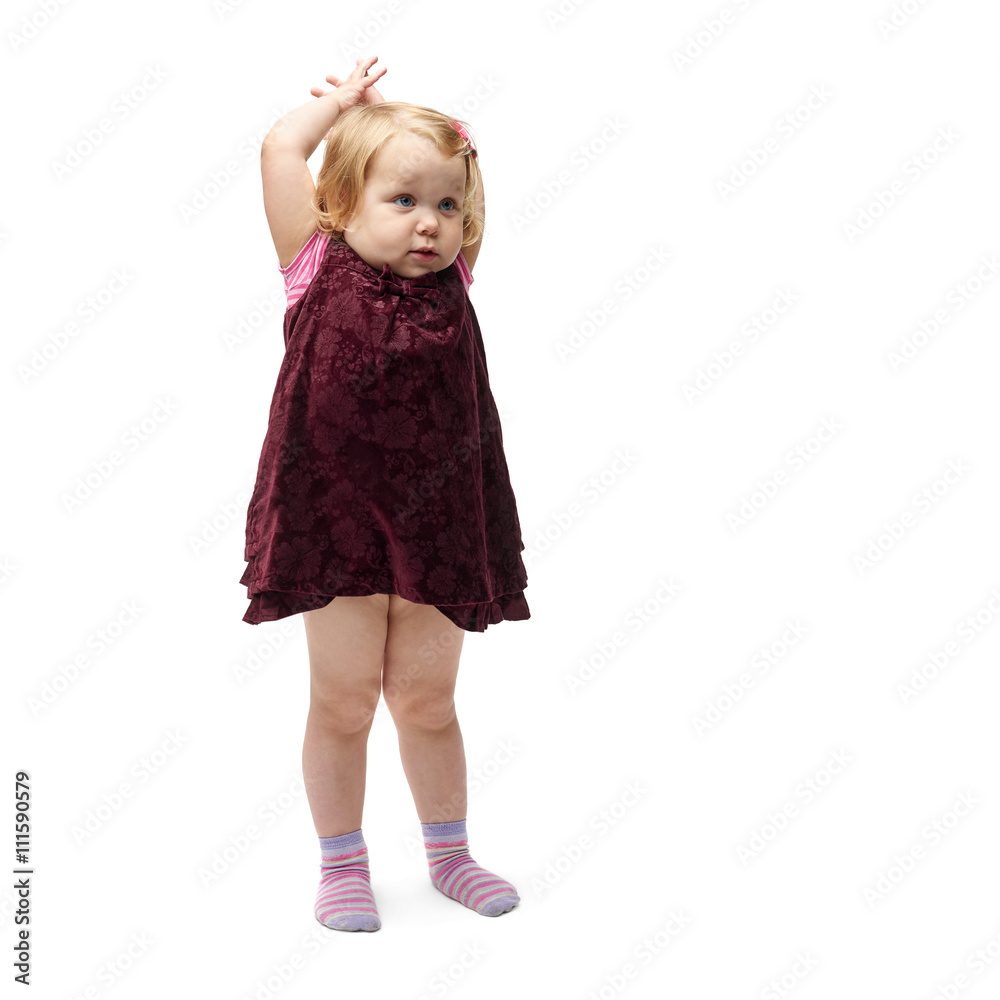 Young little girl standing over isolated white background Young little girl standing over isolated white background